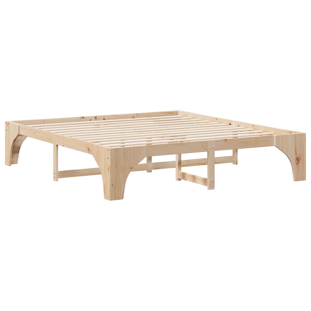 vidaXL Bed Frame Brown 200 x 200 cm Solid Pine Wood