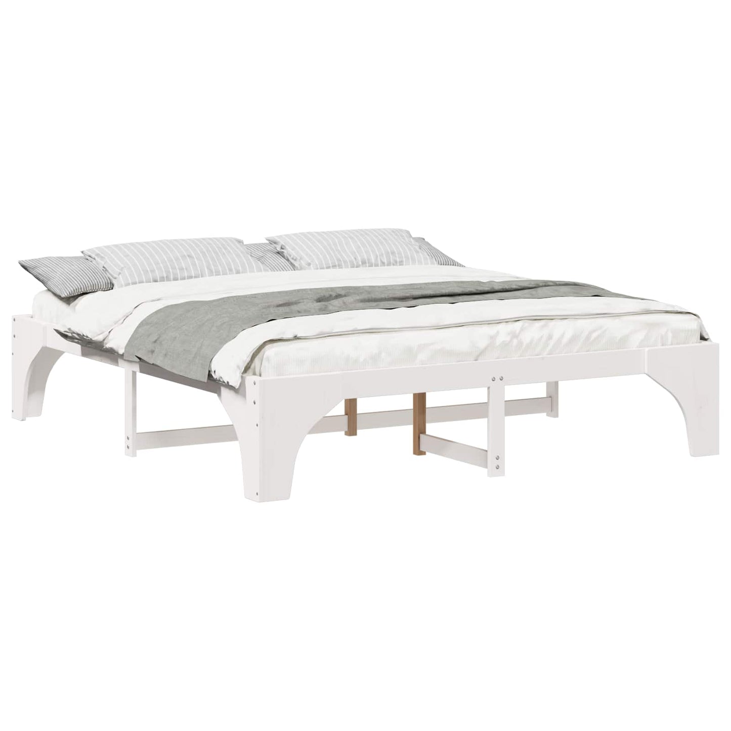 vidaXL Bed Frame White 200 x 200 cm Solid Pine Wood