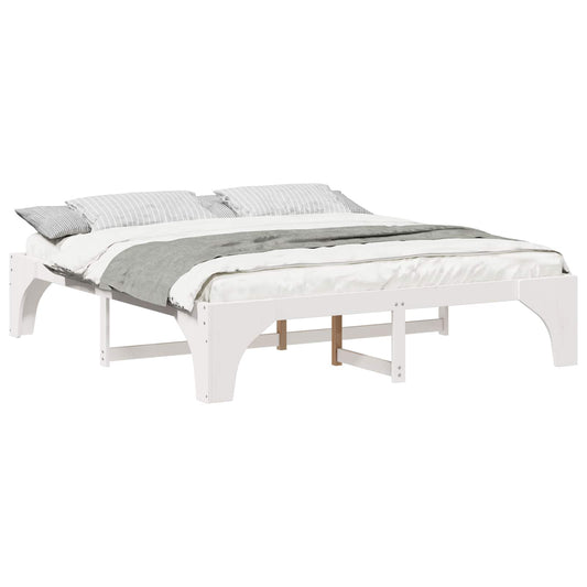 vidaXL Bed Frame White 200 x 200 cm Solid Pine Wood