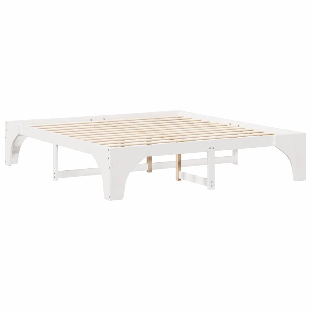 vidaXL Bed Frame White 200 x 200 cm Solid Pine Wood