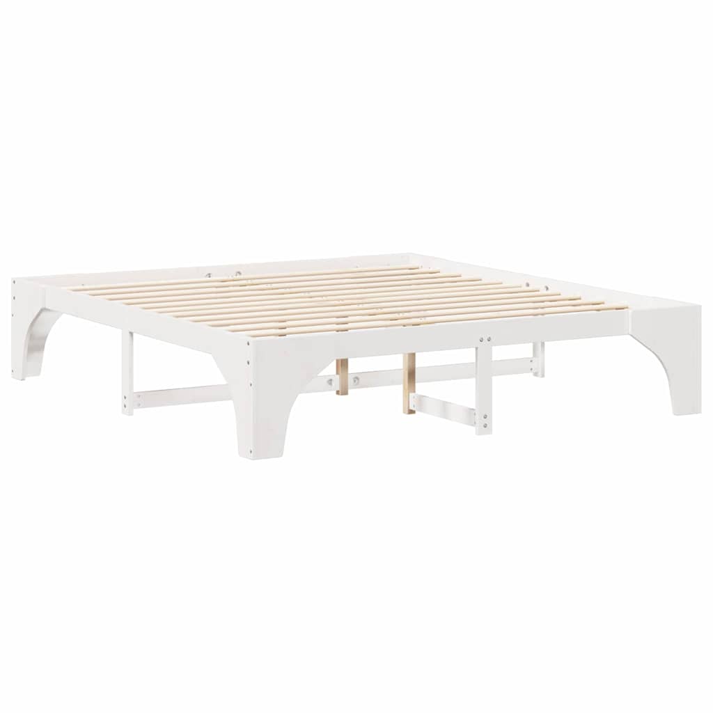 vidaXL Bed Frame White 200 x 200 cm Solid Pine Wood