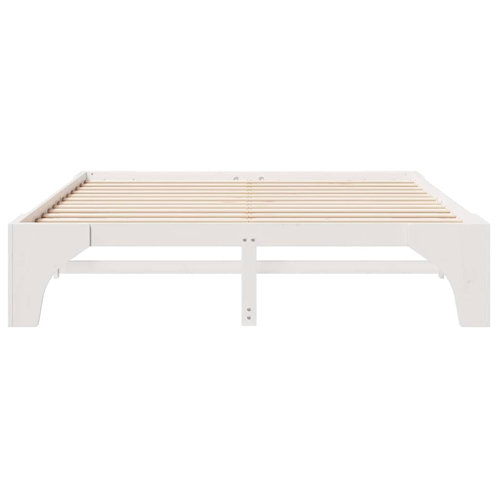 vidaXL Bed Frame White 200 x 200 cm Solid Pine Wood