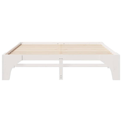 vidaXL Bed Frame White 200 x 200 cm Solid Pine Wood