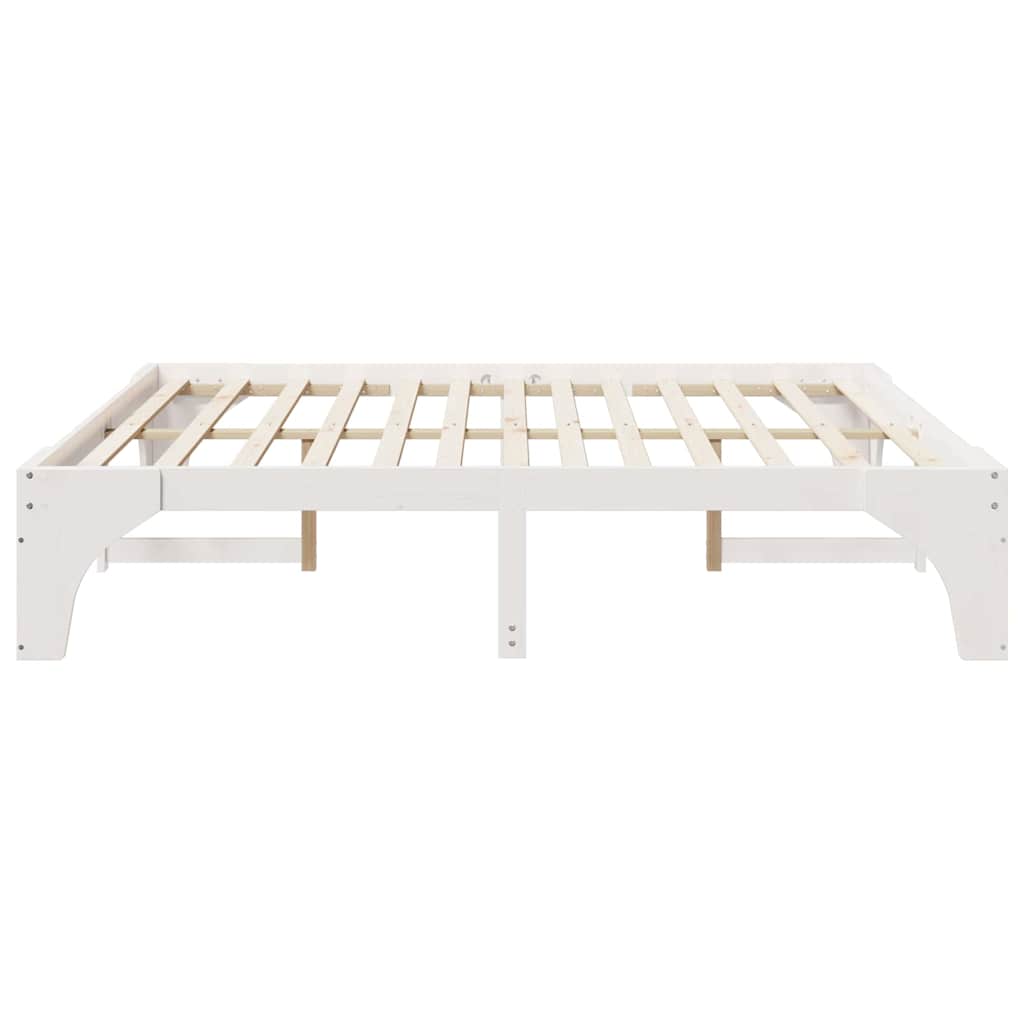 vidaXL Bed Frame White 200 x 200 cm Solid Pine Wood