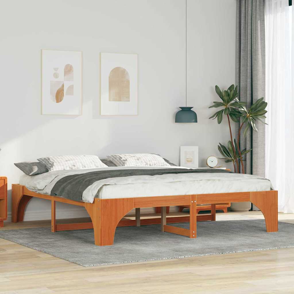 vidaXL Bed Frame Brown 200 x 200 cm Solid Pine Wood
