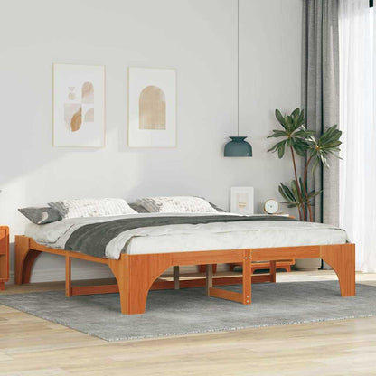 vidaXL Bed Frame Brown 200 x 200 cm Solid Pine Wood