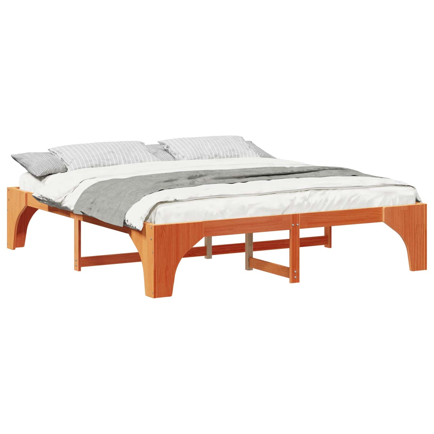 vidaXL Bed Frame Brown 200 x 200 cm Solid Pine Wood