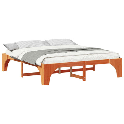 vidaXL Bed Frame Brown 200 x 200 cm Solid Pine Wood