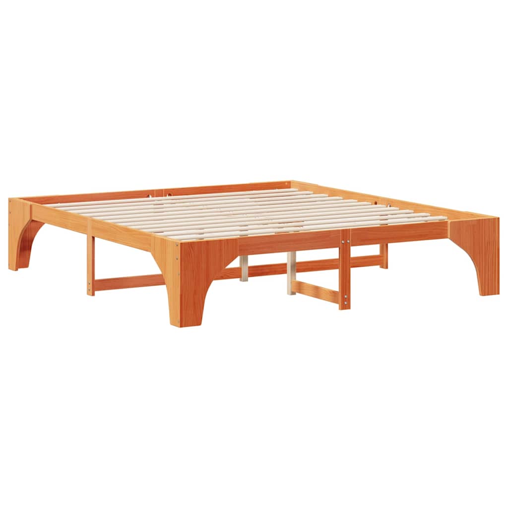 vidaXL Bed Frame Brown 200 x 200 cm Solid Pine Wood