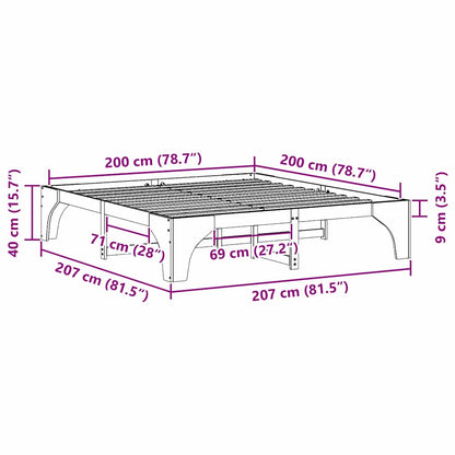 vidaXL Bed Frame Brown 200 x 200 cm Solid Pine Wood