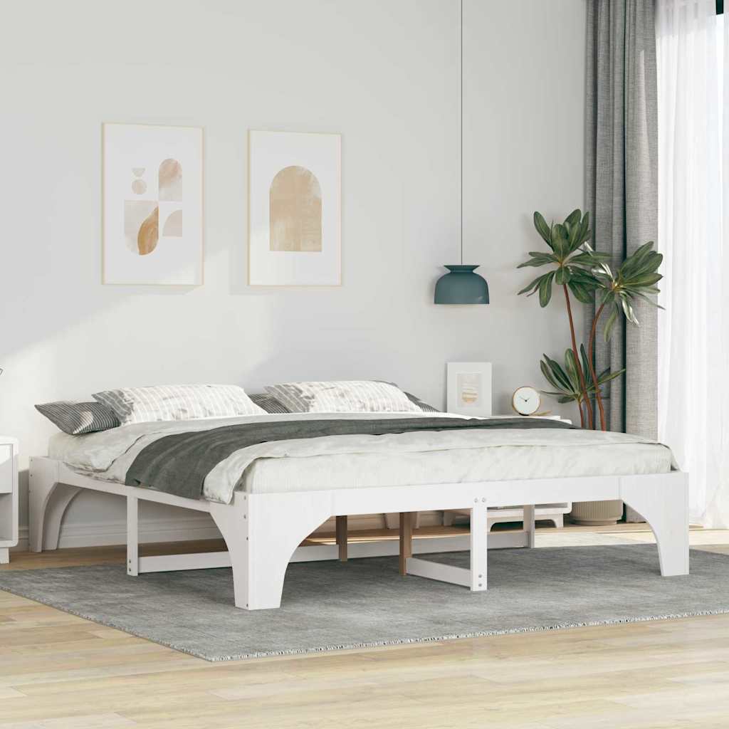 vidaXL Bed Frame White 180 x 200 cm Solid Pine Wood