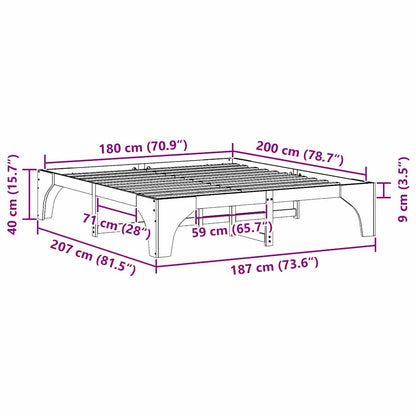 vidaXL Bed Frame Brown 180 x 200 cm Solid Pine Wood