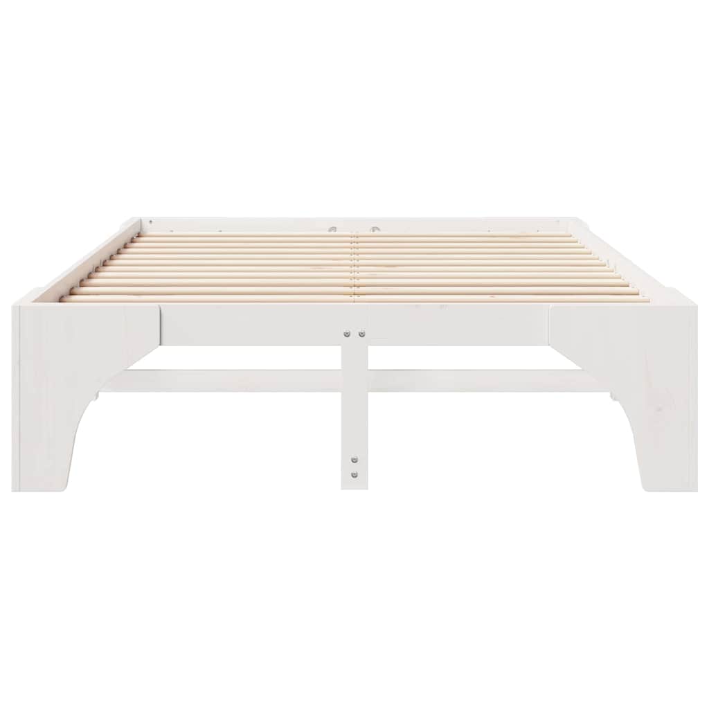 vidaXL Bed Frame White 160 x 200 cm Solid Pine Wood