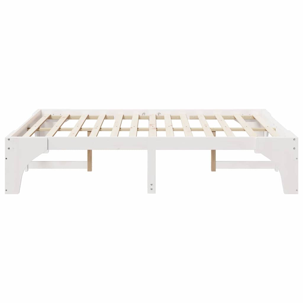 vidaXL Bed Frame White 160 x 200 cm Solid Pine Wood