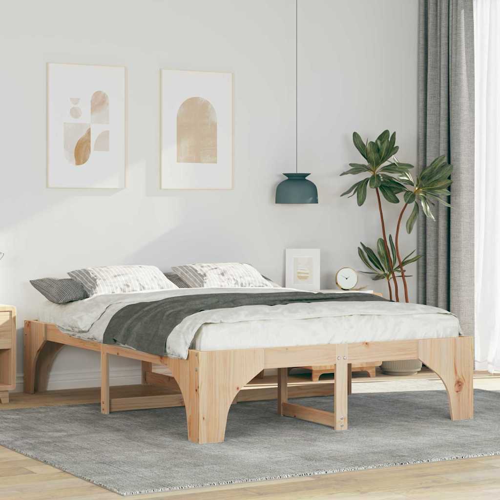 vidaXL Bed Frame Brown 150 x 200 cm Solid Pine Wood