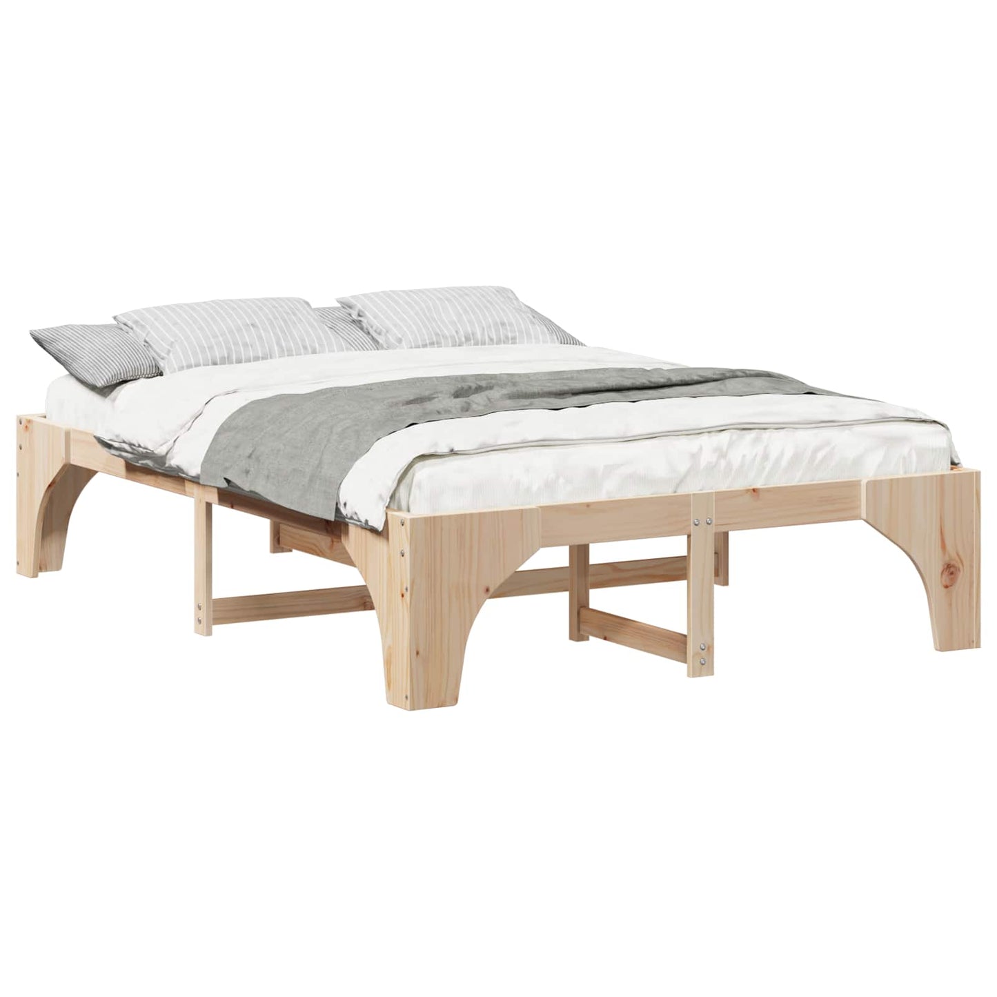 vidaXL Bed Frame Brown 150 x 200 cm Solid Pine Wood