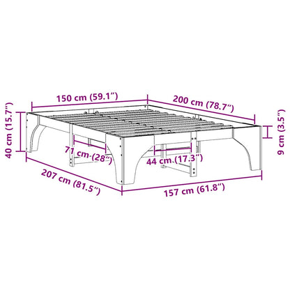 vidaXL Bed Frame Brown 150 x 200 cm Solid Pine Wood