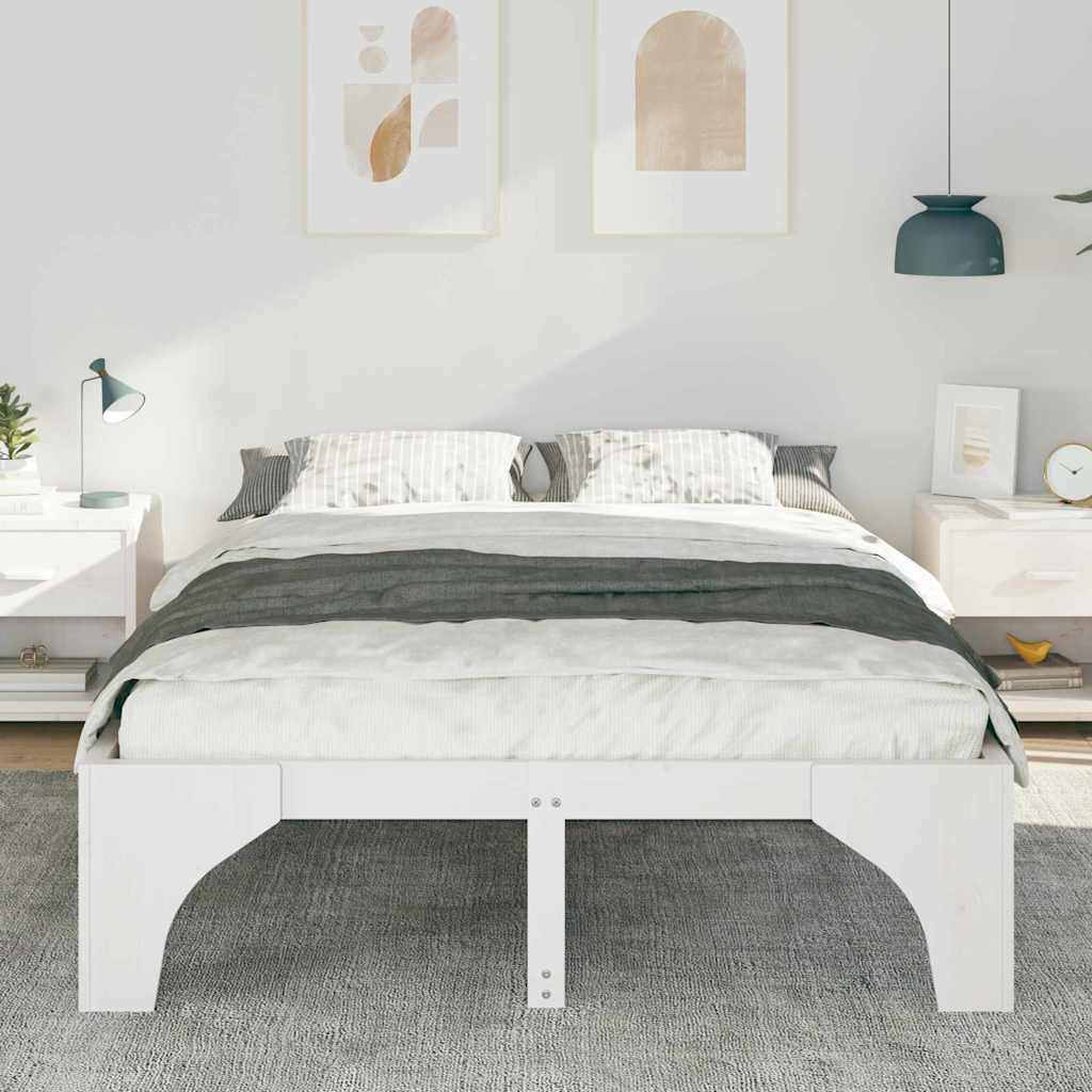 vidaXL Bed Frame White 140 x 200 cm Solid Pine Wood