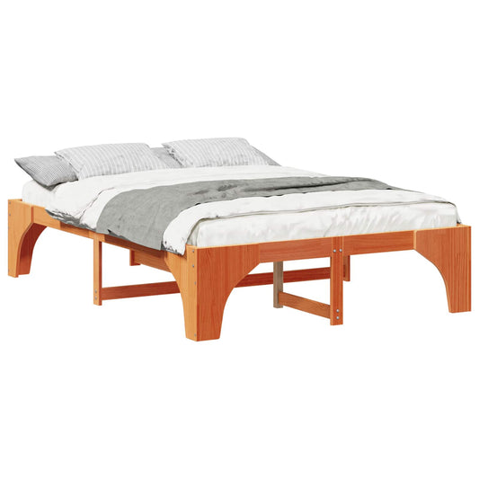 vidaXL Bed Frame Brown 140 x 200 cm Solid Pine Wood