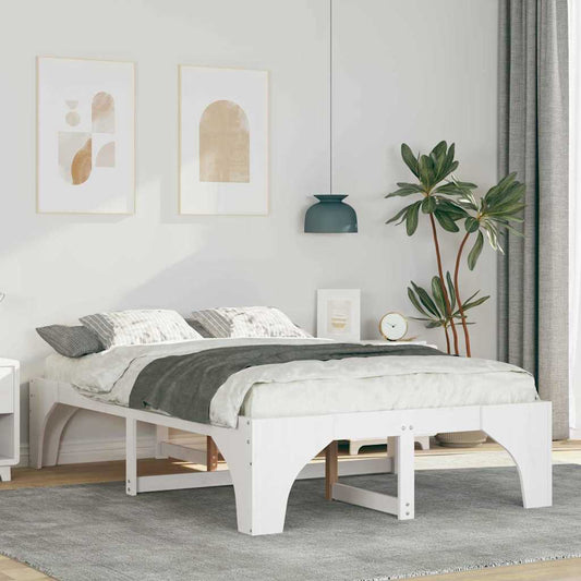 vidaXL Bed Frame White 120 x 200 cm Solid Pine Wood