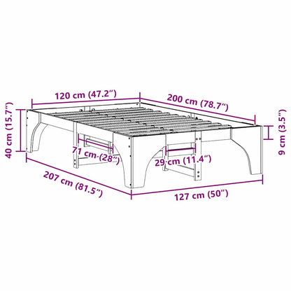 vidaXL Bed Frame Brown 120 x 200 cm Solid Pine Wood