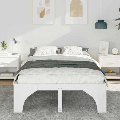 vidaXL Bed Frame White 140 x 190 cm Solid Pine Wood