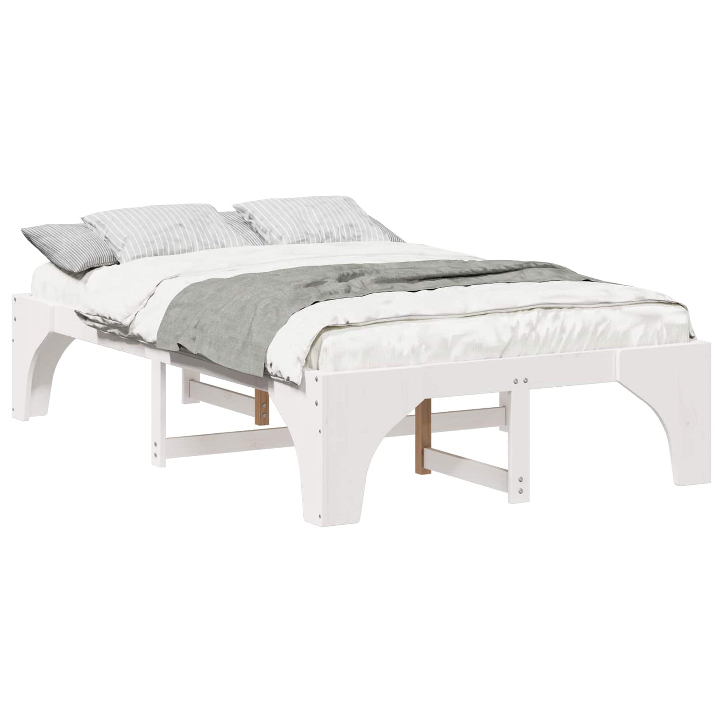 vidaXL Bed Frame White 140 x 190 cm Solid Pine Wood