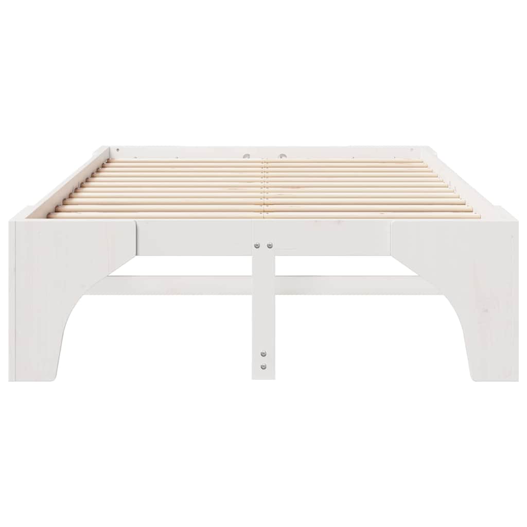 vidaXL Bed Frame White 140 x 190 cm Solid Pine Wood