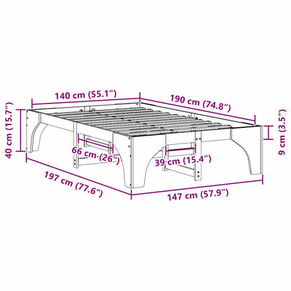 vidaXL Bed Frame White 140 x 190 cm Solid Pine Wood