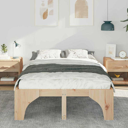 vidaXL Bed Frame Brown 135 x 190 cm Solid Pine Wood