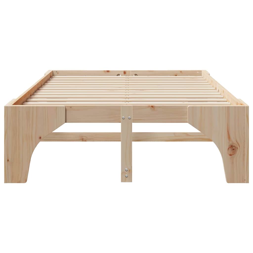 vidaXL Bed Frame Brown 135 x 190 cm Solid Pine Wood