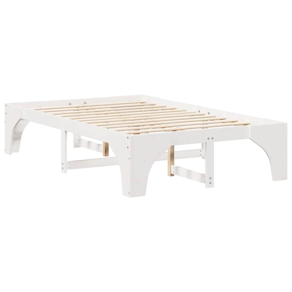 vidaXL Bed Frame White 135 x 190 cm Solid Pine Wood