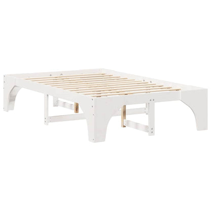 vidaXL Bed Frame White 135 x 190 cm Solid Pine Wood