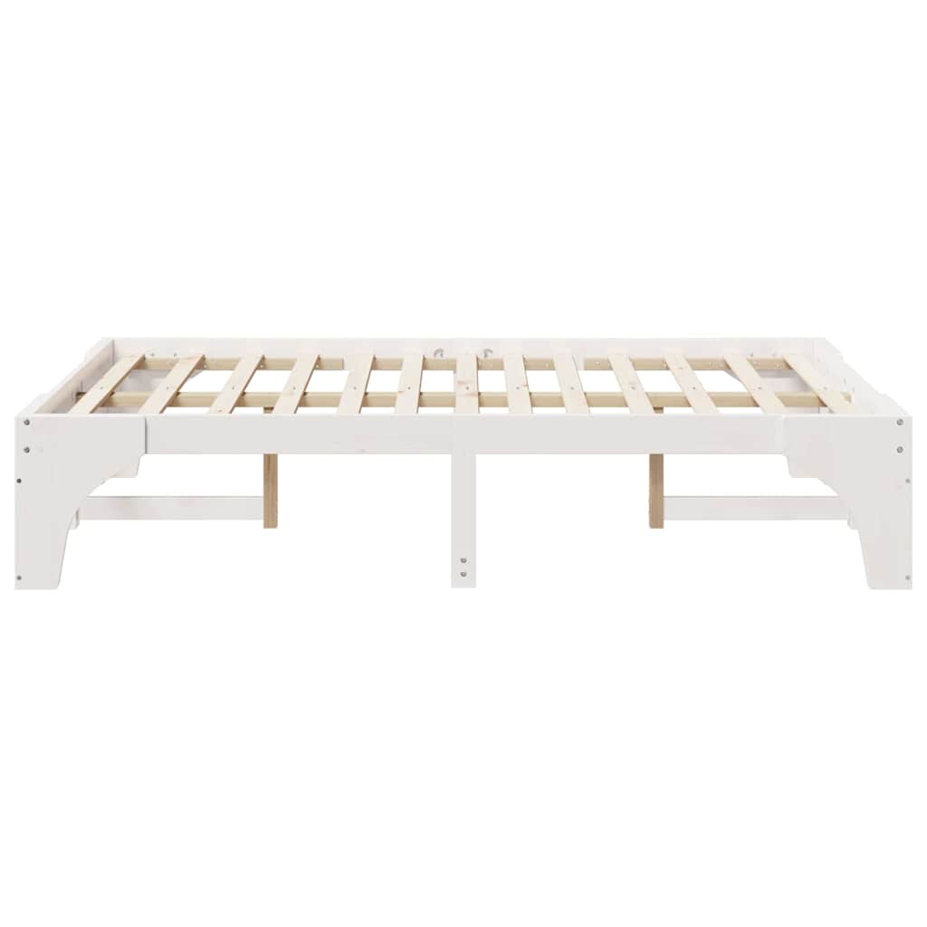 vidaXL Bed Frame White 135 x 190 cm Solid Pine Wood