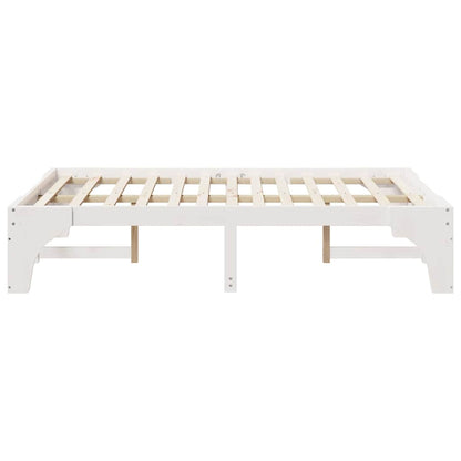 vidaXL Bed Frame White 135 x 190 cm Solid Pine Wood