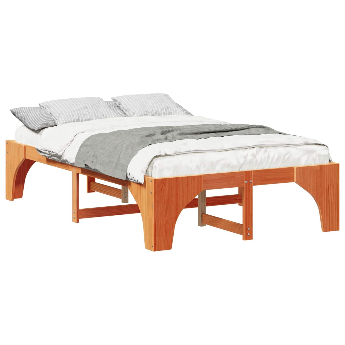 vidaXL Bed Frame Brown 135 x 190 cm Solid Pine Wood