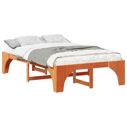 vidaXL Bed Frame Brown 135 x 190 cm Solid Pine Wood
