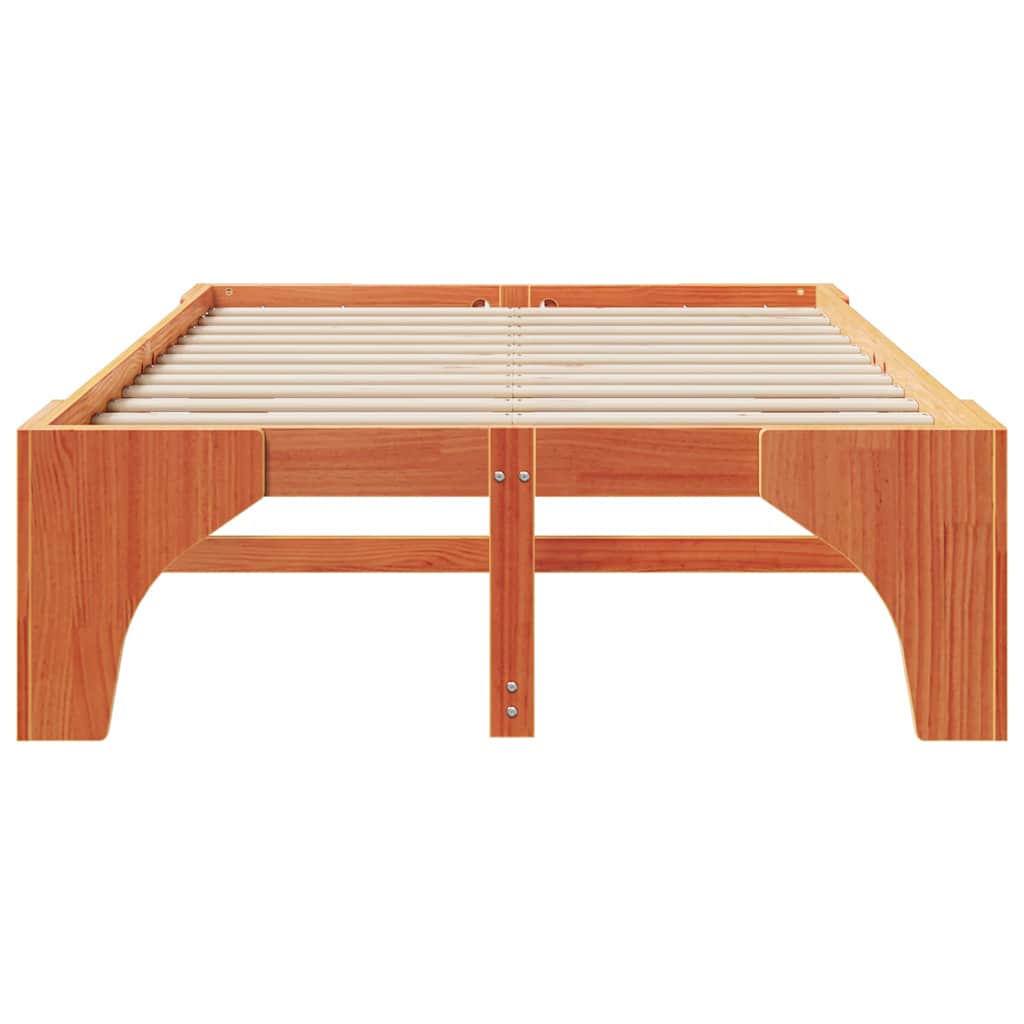 vidaXL Bed Frame Brown 135 x 190 cm Solid Pine Wood