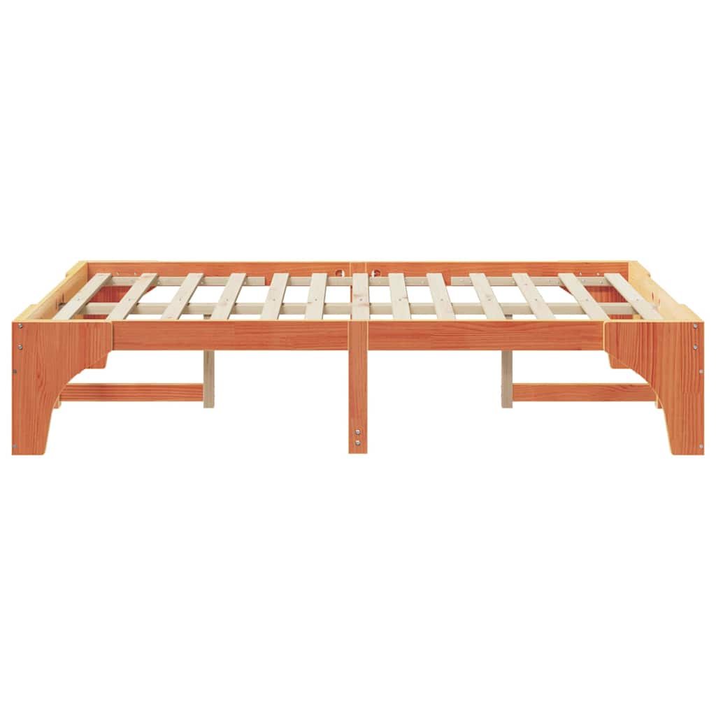 vidaXL Bed Frame Brown 135 x 190 cm Solid Pine Wood