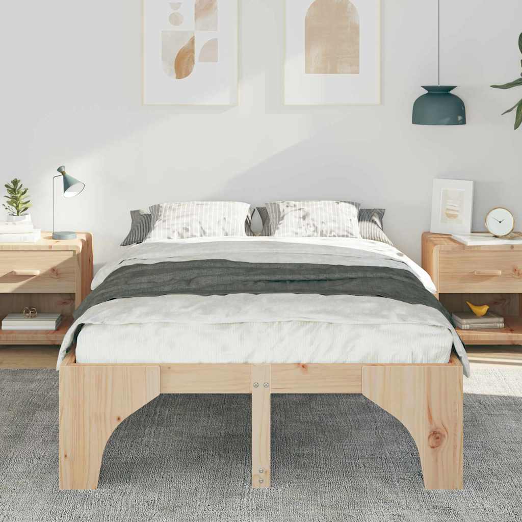 vidaXL Bed Frame Brown 120 x 190 cm Solid Pine Wood