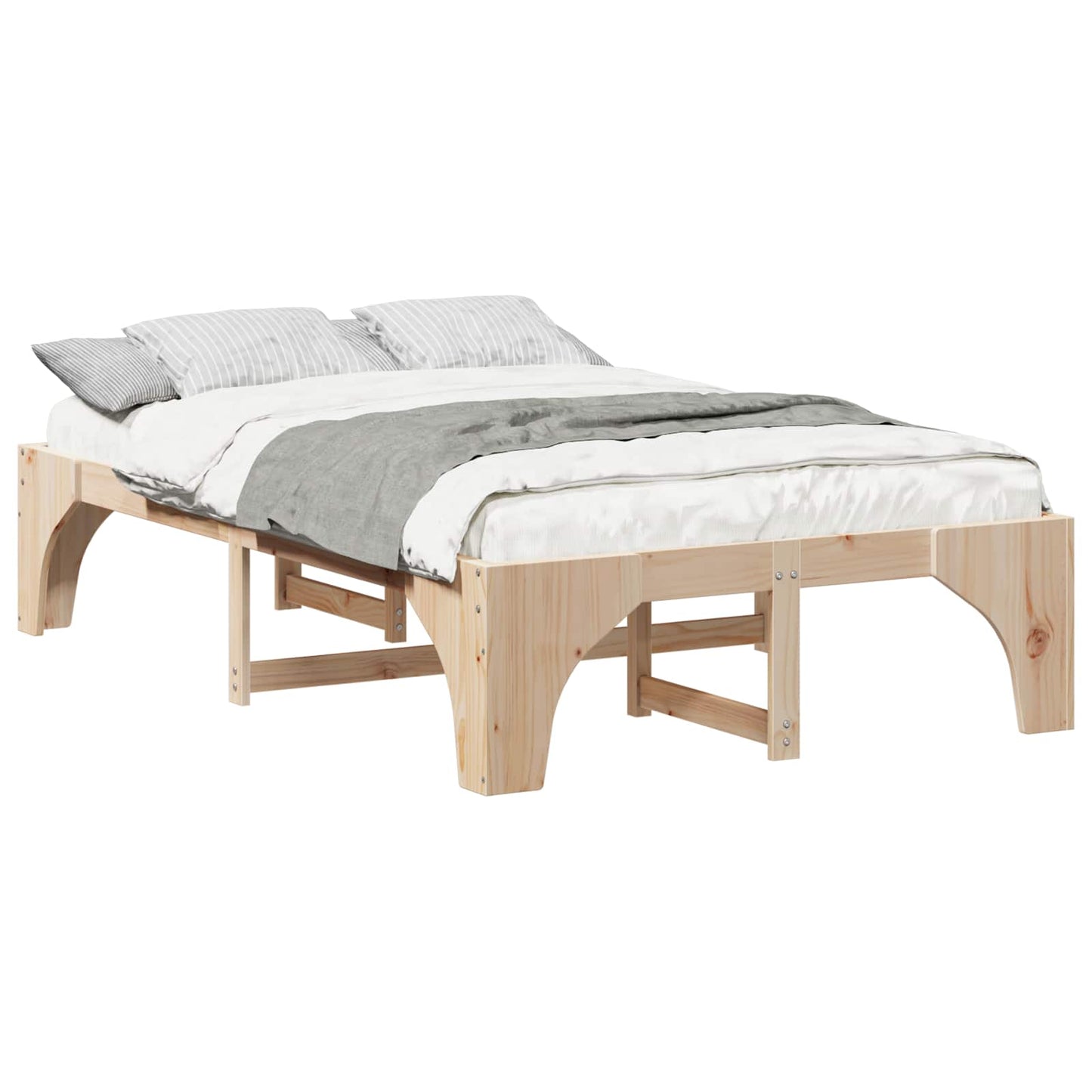 vidaXL Bed Frame Brown 120 x 190 cm Solid Pine Wood