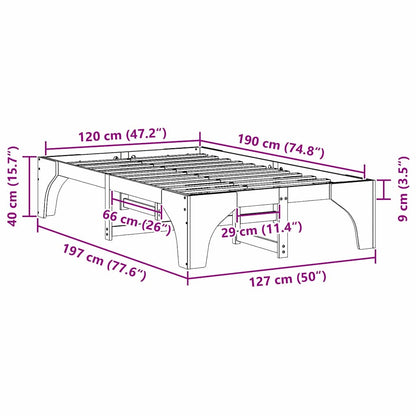 vidaXL Bed Frame Brown 120 x 190 cm Solid Pine Wood