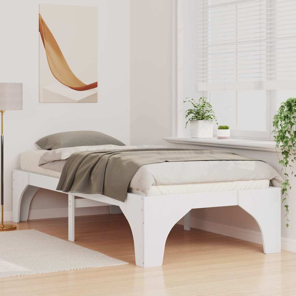 vidaXL Bed Frame White 80 x 200 cm Solid Pine Wood