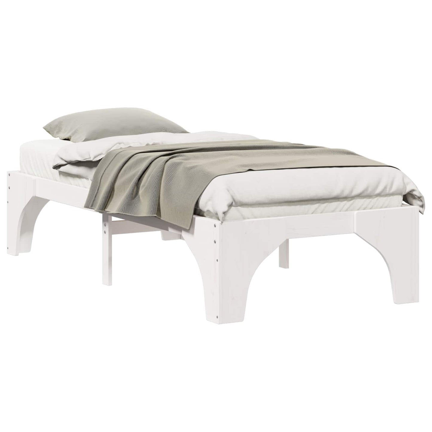vidaXL Bed Frame White 80 x 200 cm Solid Pine Wood