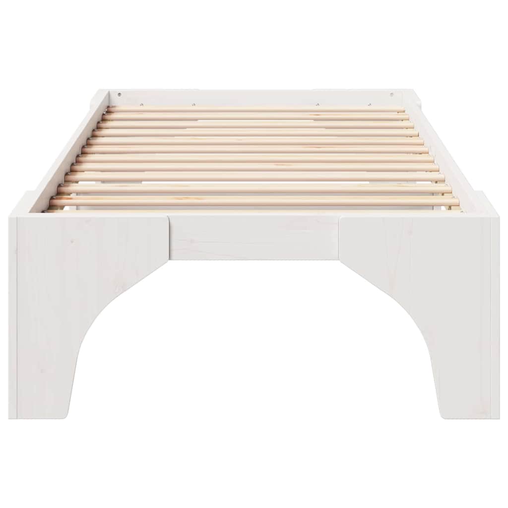 vidaXL Bed Frame White 80 x 200 cm Solid Pine Wood