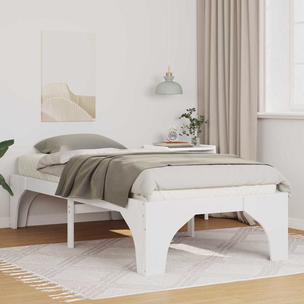 vidaXL Bed Frame White 90 x 190 cm Solid Pine Wood