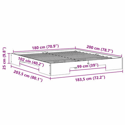 vidaXL Bed Frame Brown 180 x 200 cm