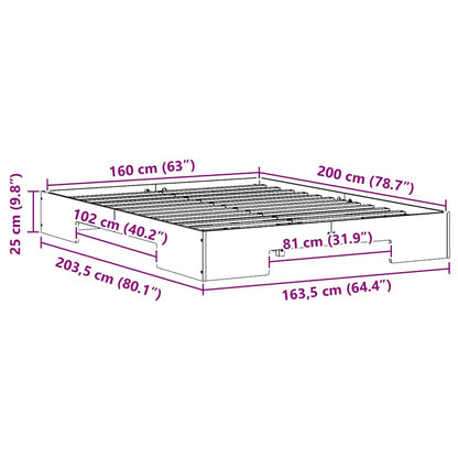 vidaXL Bed Frame Brown 160 x 200 cm