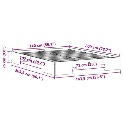 vidaXL Bed Frame Brown 140 x 200 cm