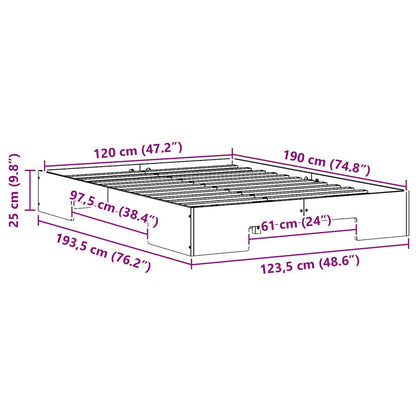 vidaXL Bed Frame Brown 120 x 190 cm